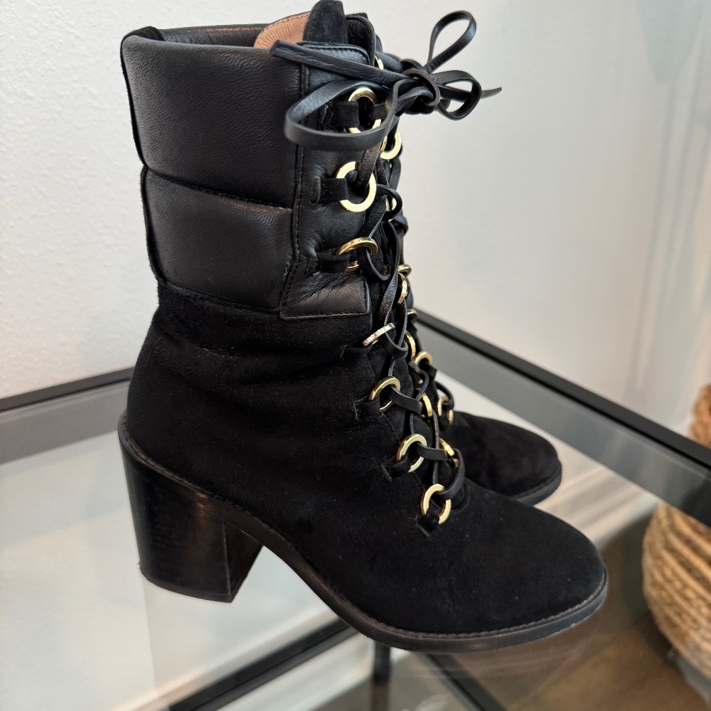 STUART WEITZMAN Women’s Black Watson Lace Up Leather Combat style Boots Size 7